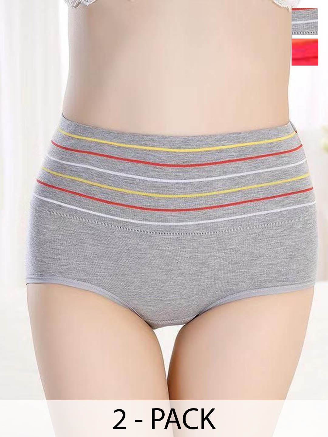 

SHREE GANESH FASHION Pack Of 3 High Rise Hipster Briefs - 2076 GR PK 002 M, Grey