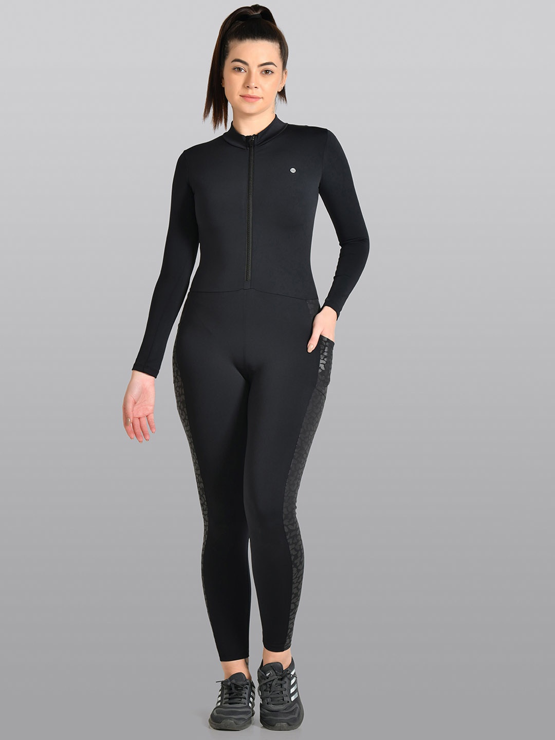 

LAASA SPORTS Round Neck Jumpsuit, Black