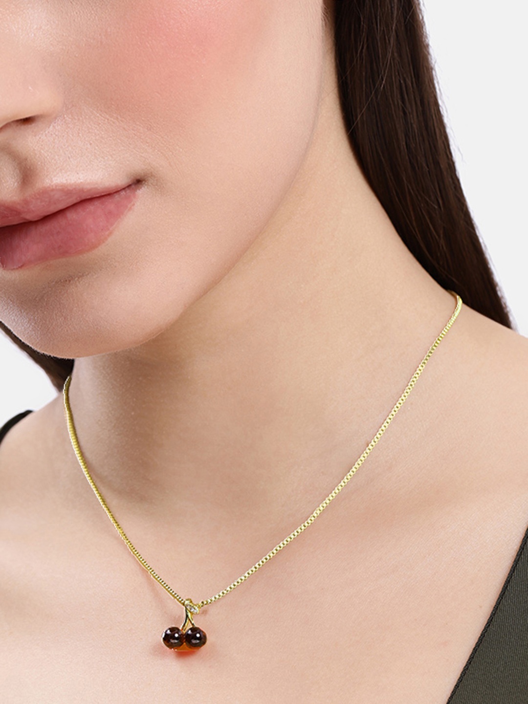 

DressBerry Contemporary Shaped Stone-Studded Pendants with Chain, Gold
