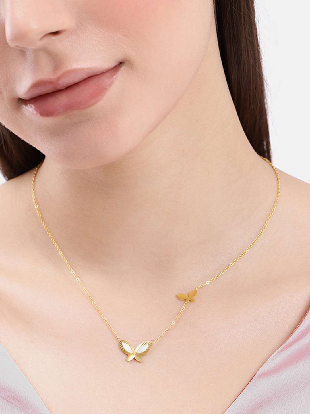 

DressBerry Butterfly Design Shape Chain Necklace, Gold