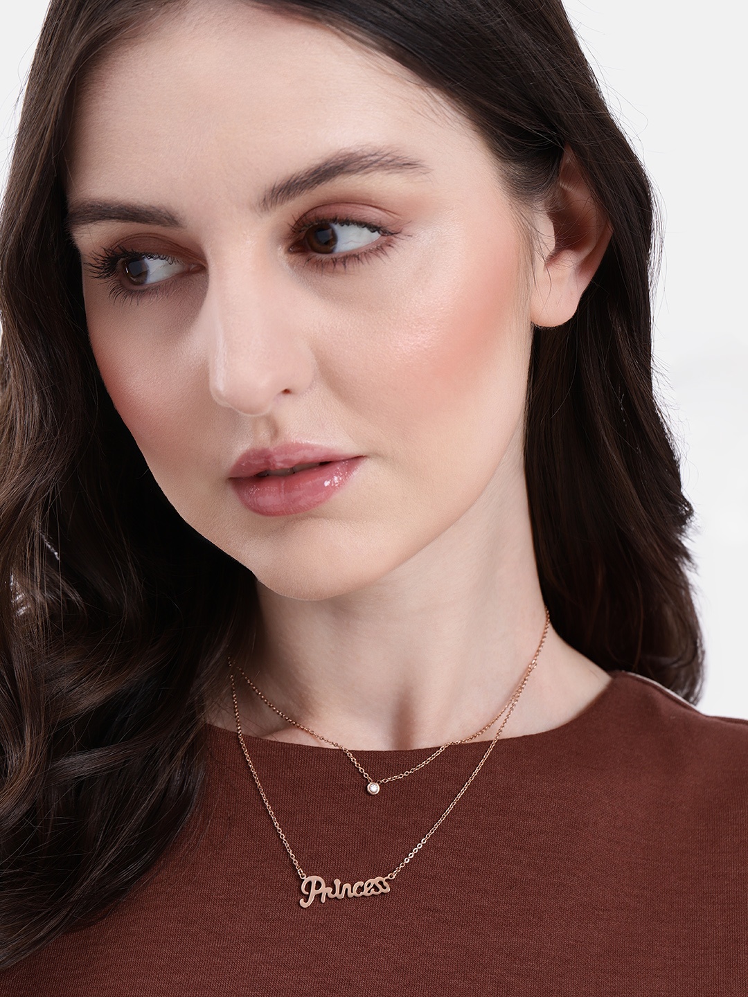 

DressBerry Rose Gold Toned Layered Chain and Pendant