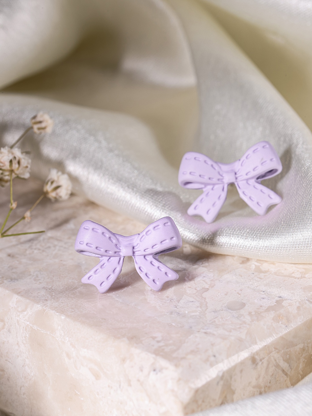 

DressBerry Bow Shape Stud Earrings, Purple