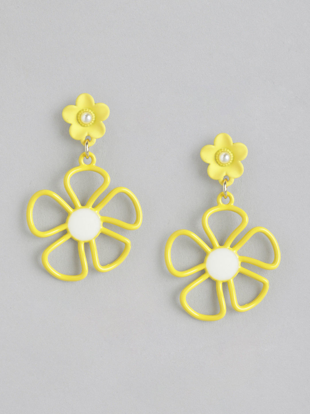 

DressBerry Floral Shaped Drop Earrings, Yellow