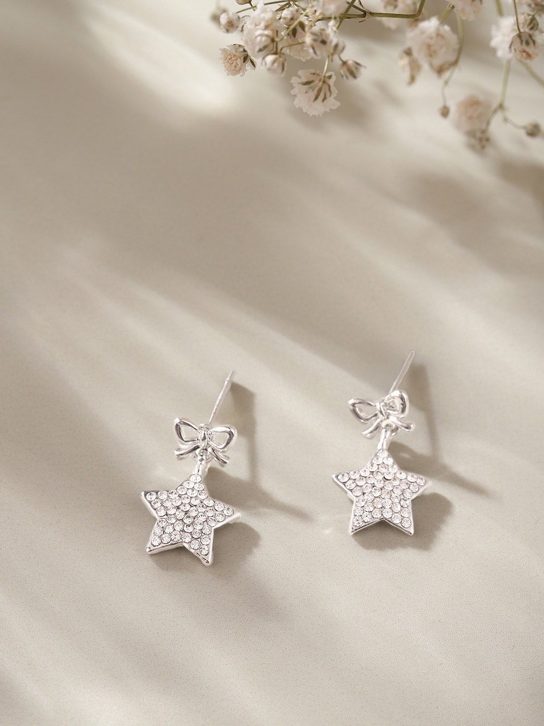 

DressBerry Star Shaped Drop Earrings, Silver