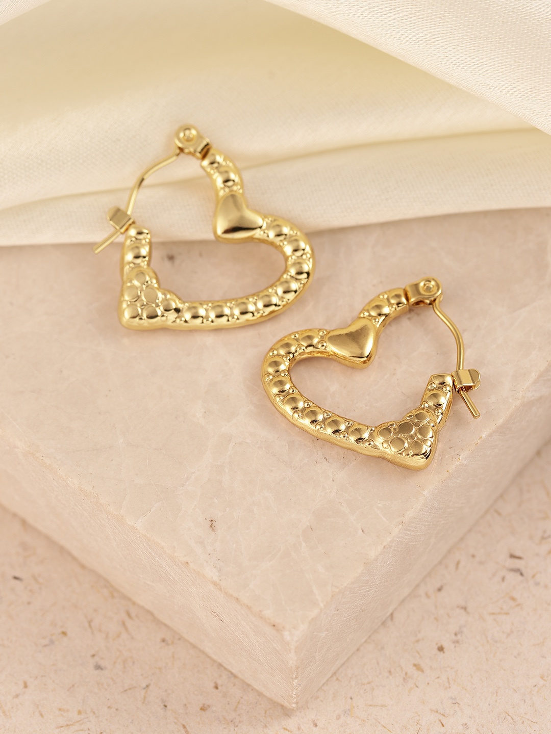 

DressBerry Heart Shaped Mini Hoop Earrings, Gold