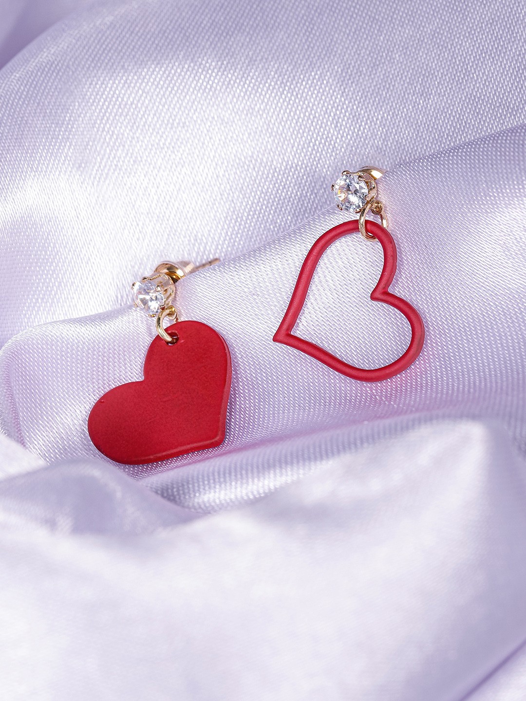 

DressBerry Heart Shaped Drop Earrings, Red