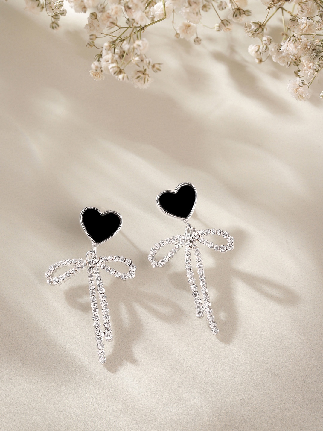 

DressBerry Heart Shaped Drop Earrings, Silver