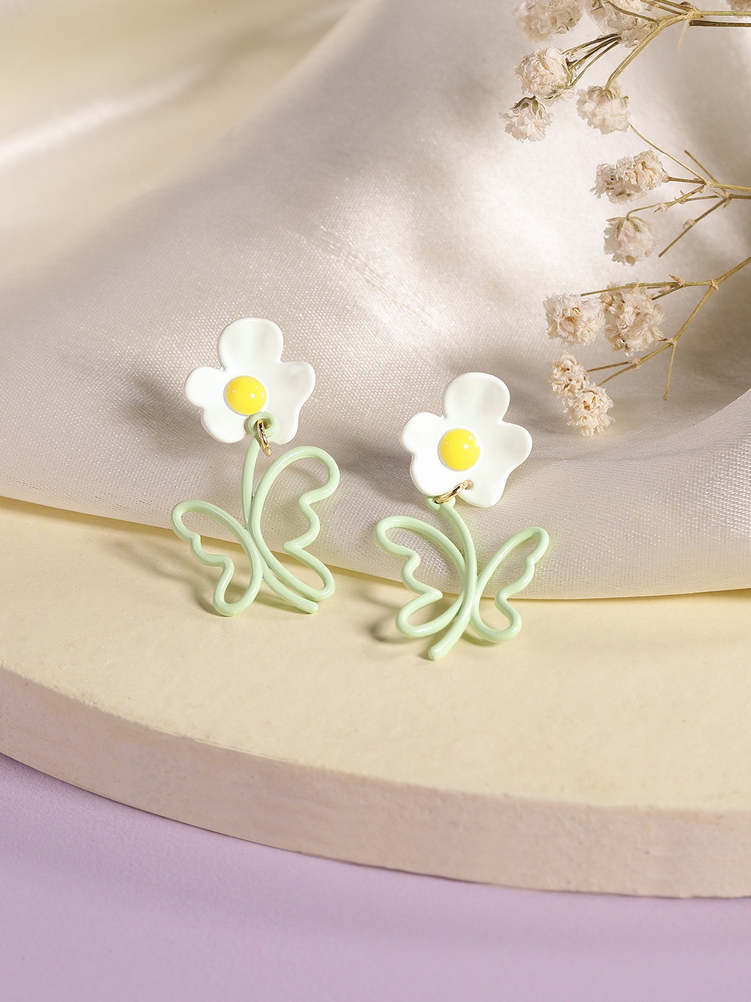 

DressBerry Floral Drop Earrings, Green