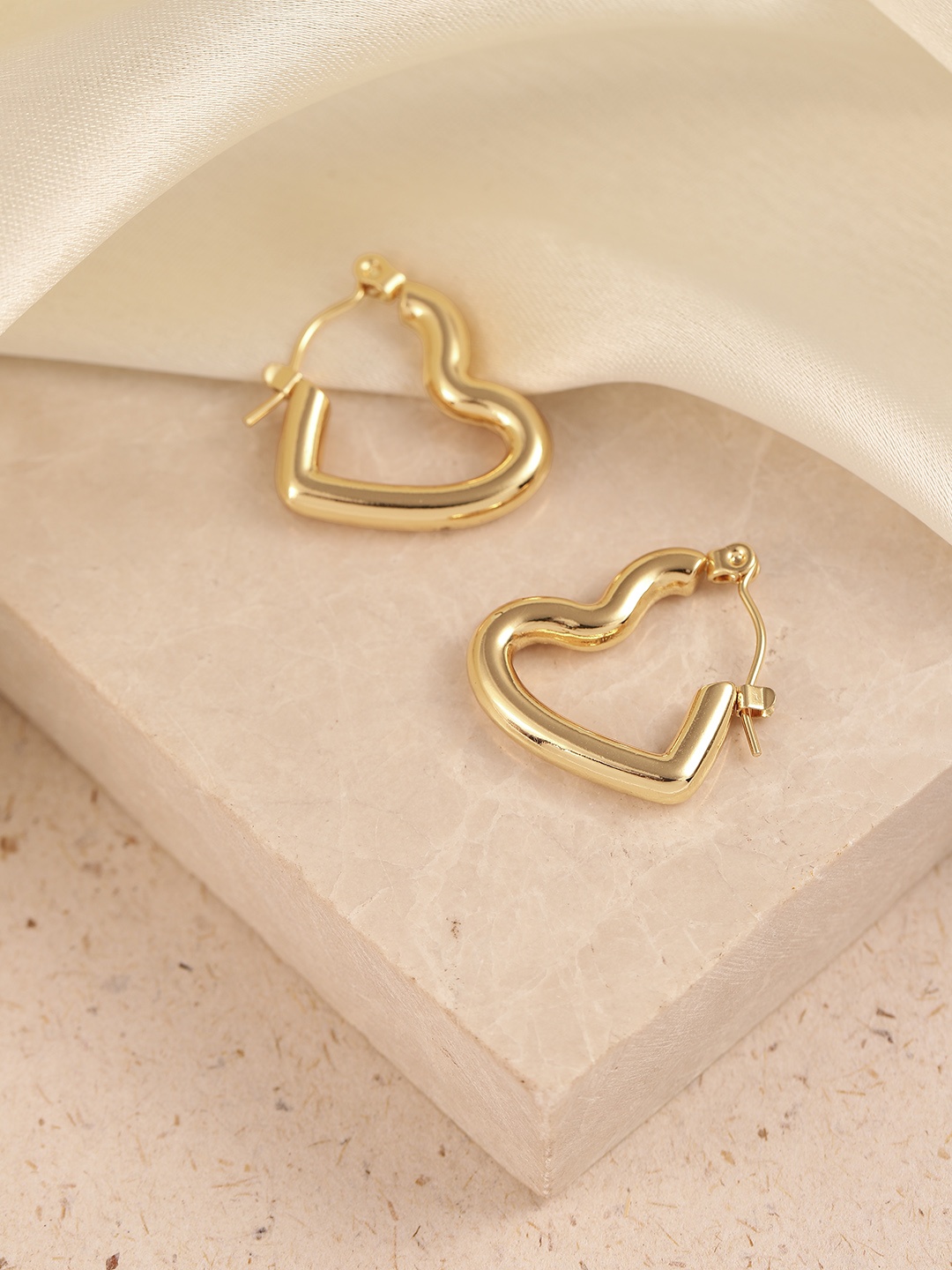 

DressBerry Heart Shaped Mini Hoop Earrings, Gold