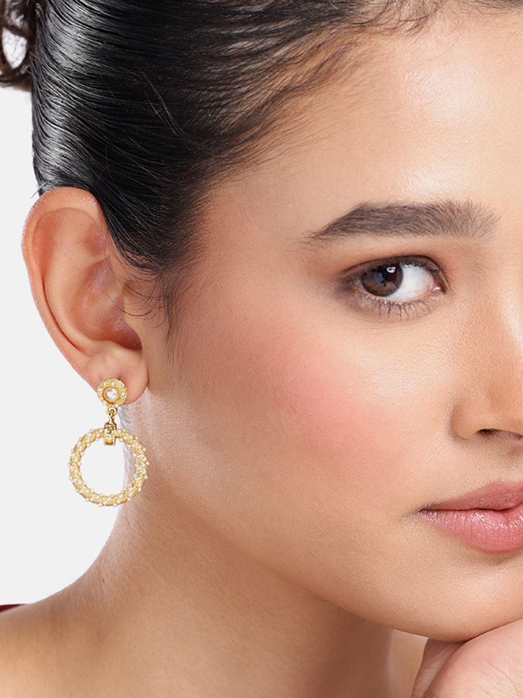 

DressBerry Circular Drop Earrings, Gold