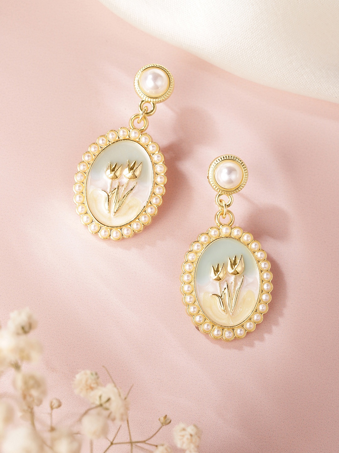 

DressBerry Floral Drop Earrings, Gold