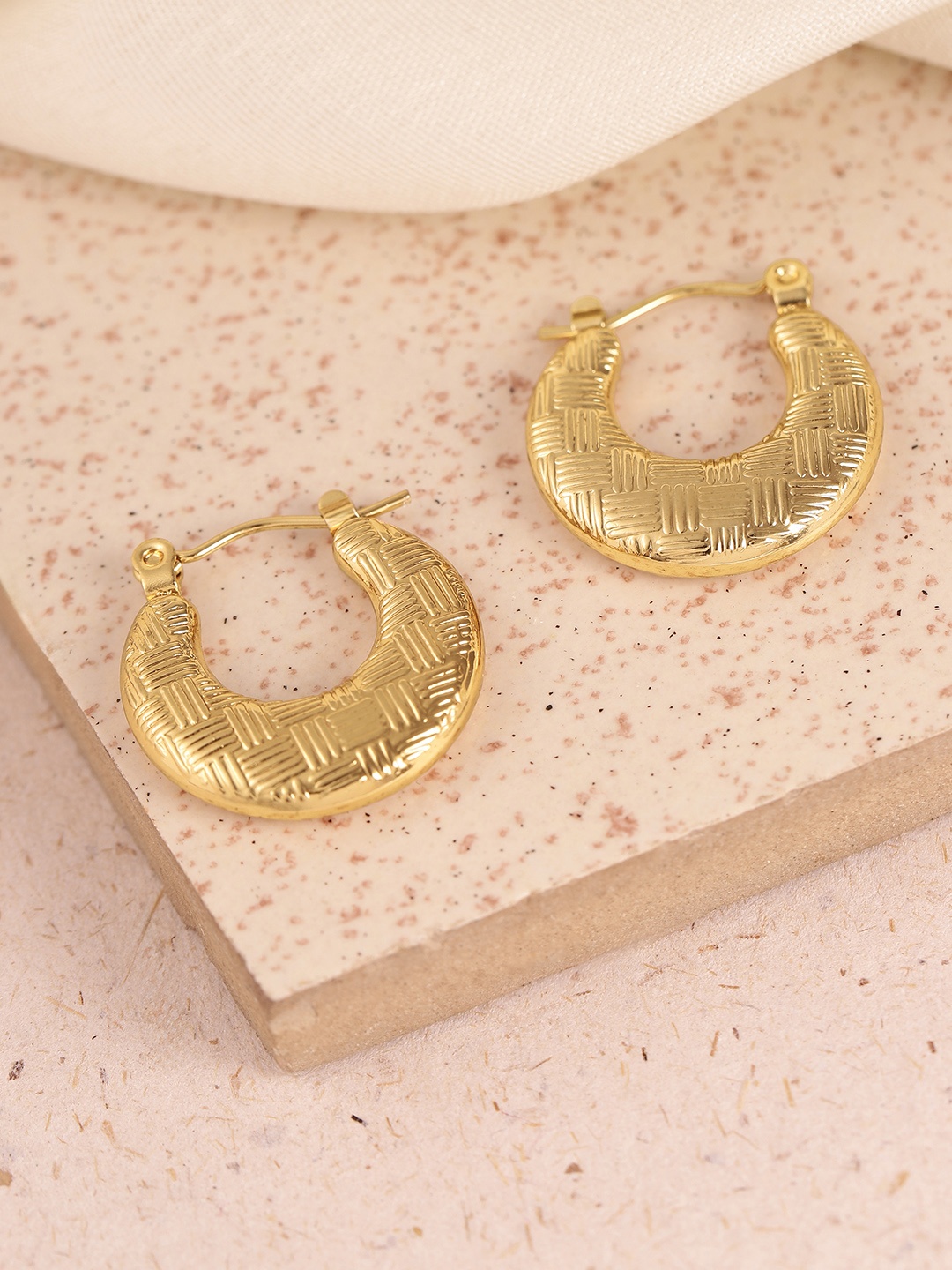 

DressBerry Circular Textured Mini Hoop Earrings, Gold