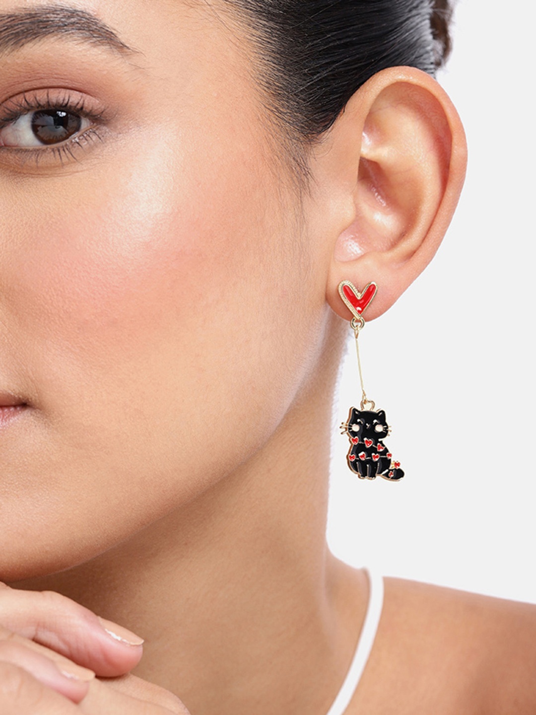 

DressBerry Animal Shaped Drop Earrings, Red