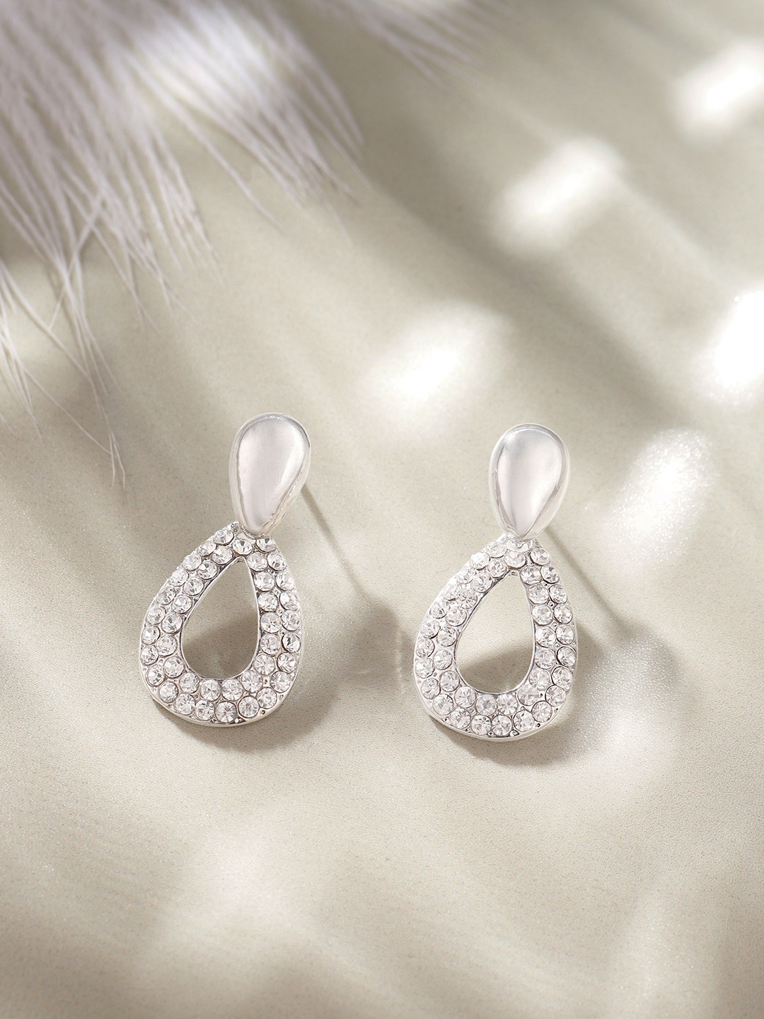 

DressBerry Teardrop Shaped Drop Earrings, Silver