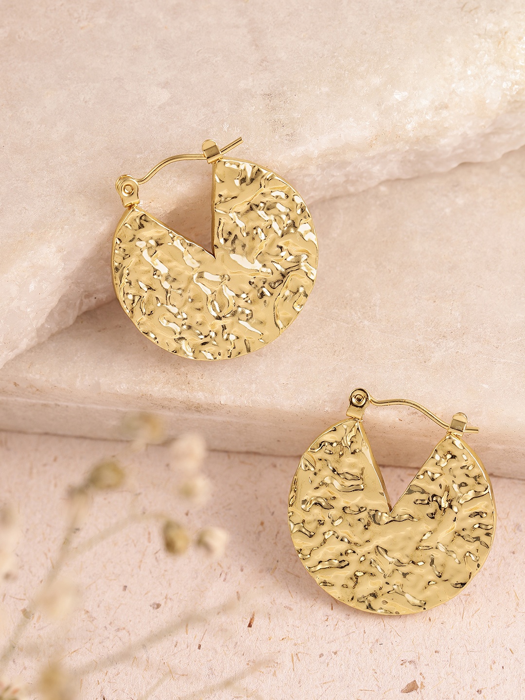 

DressBerry Circular Textured Mini Hoop Earrings, Gold