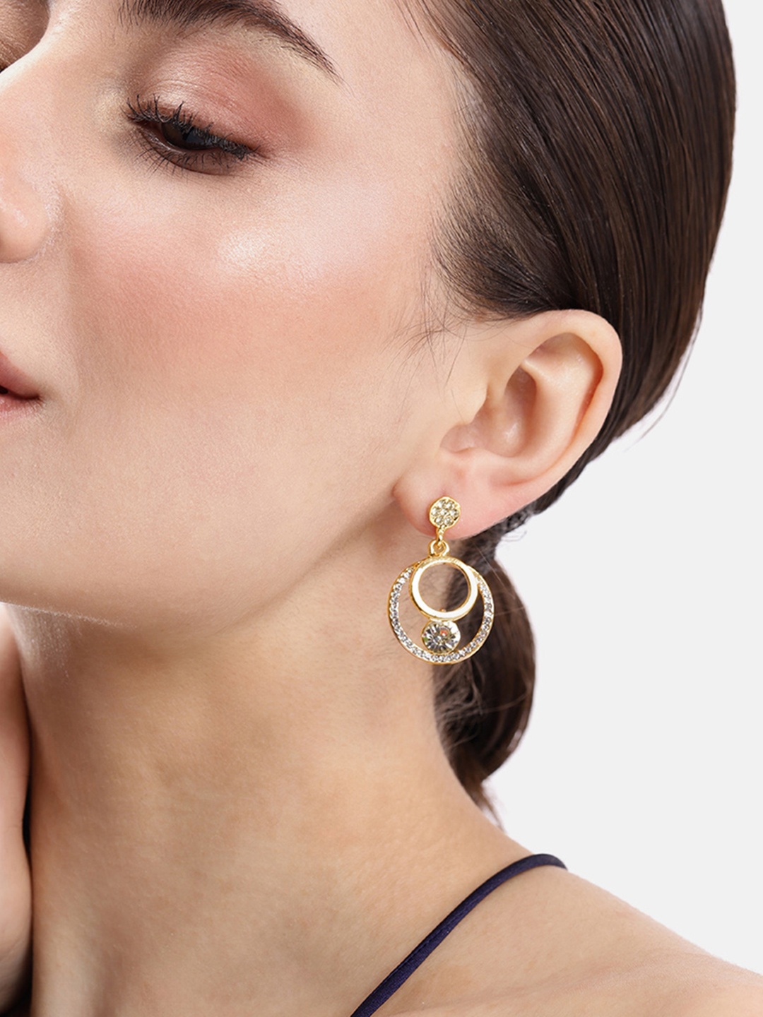 

DressBerry Circular Shaped Drop Earrings, Gold