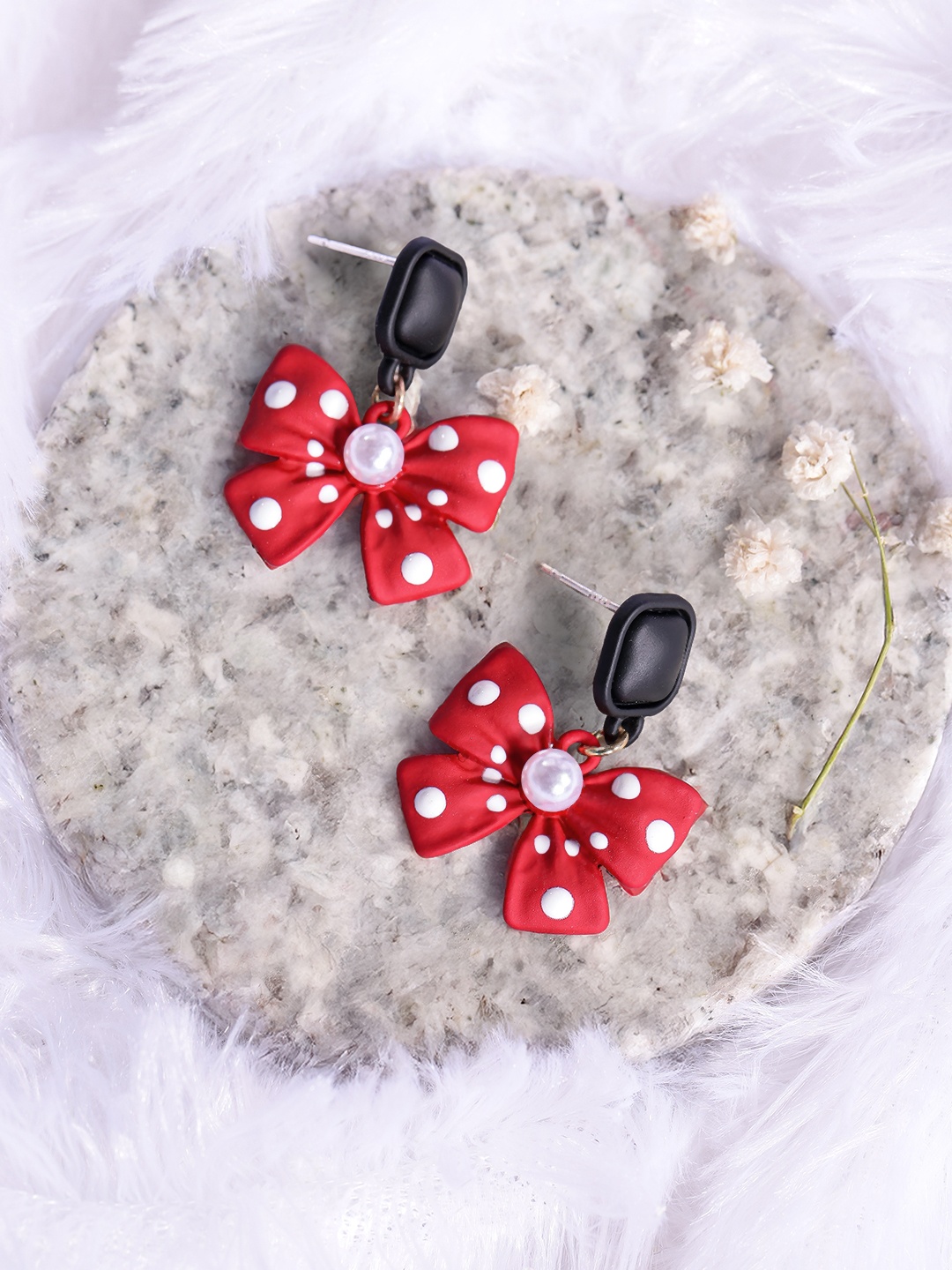

DressBerry Quirky Bows Drop Earrings, Red
