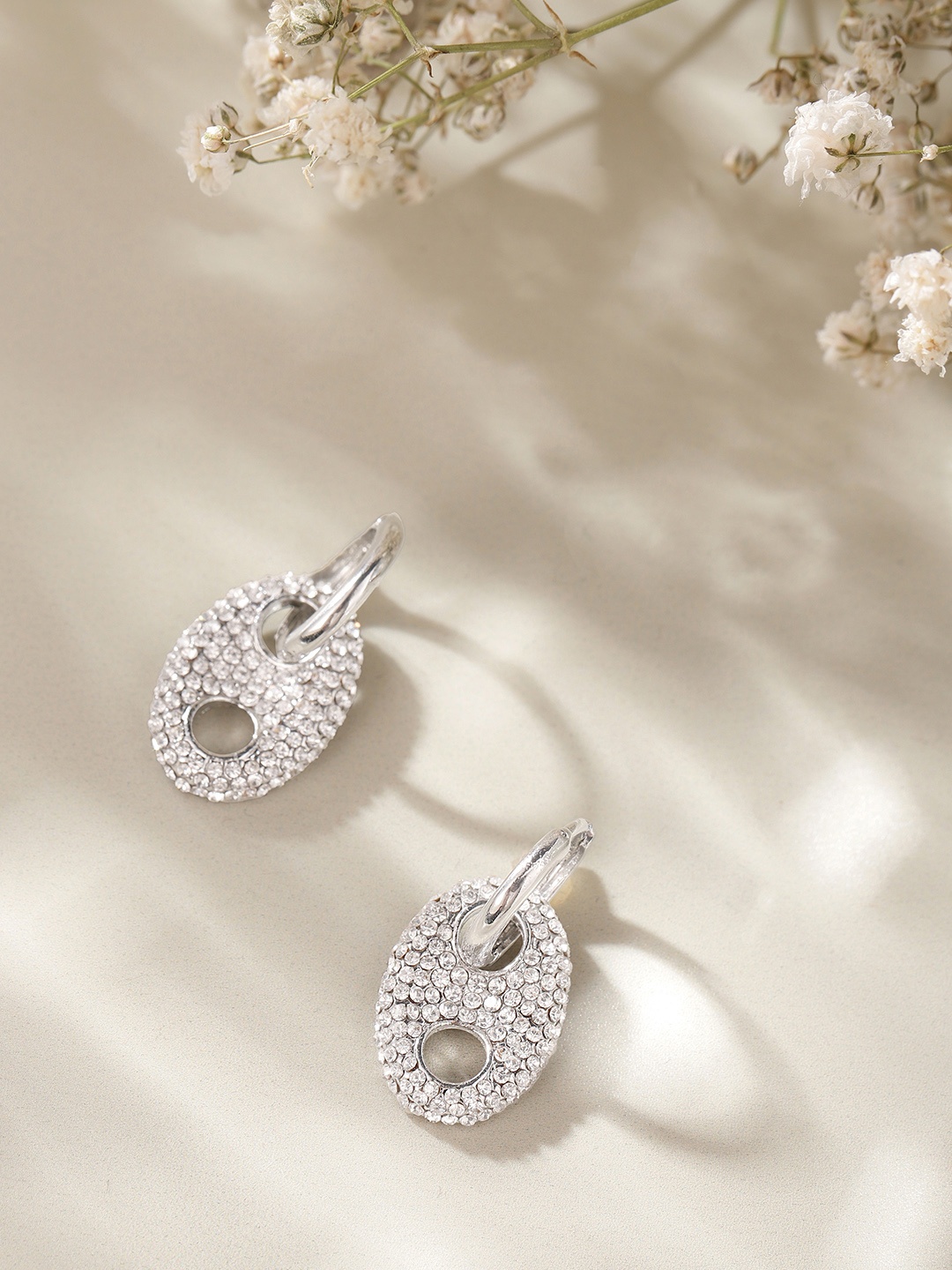 

DressBerry Circular Drop Earrings, Silver