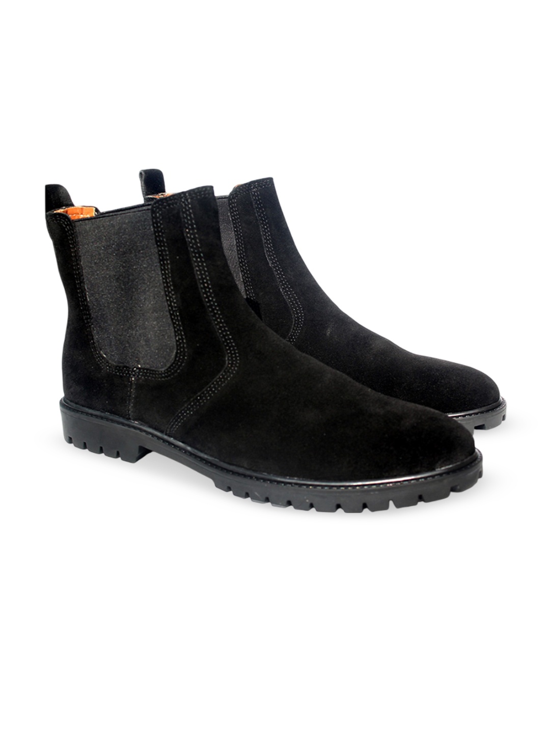 

Wolvenmilano Men Block Heeled Chelsea Boots, Black