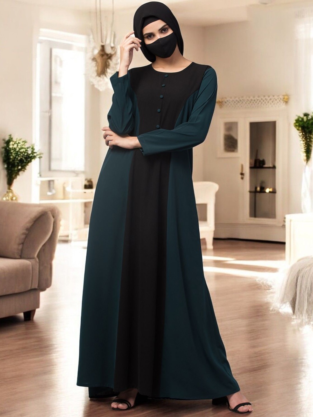 

MUSHKIYA Designer Abaya In Dual Color, Black