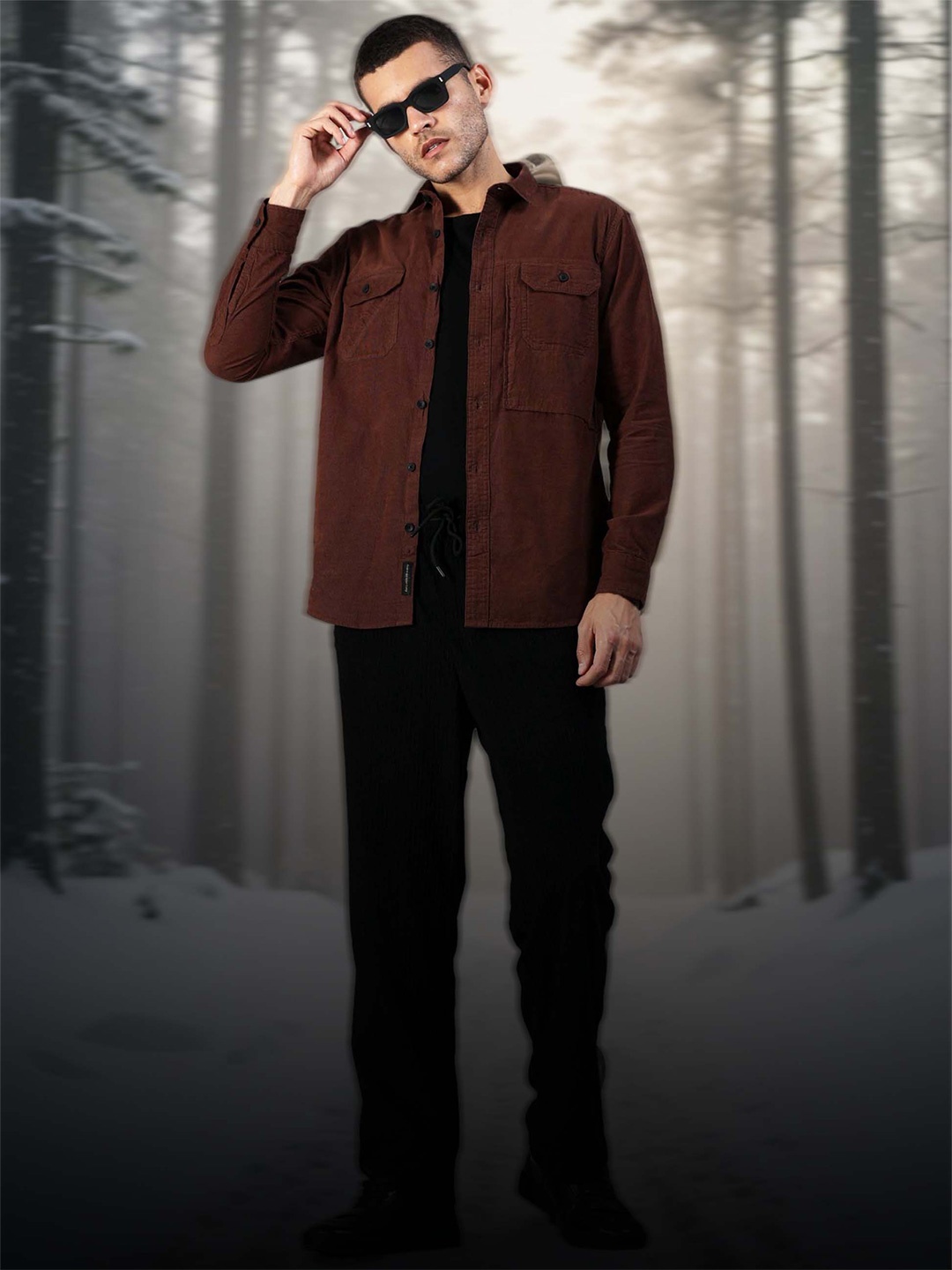 

HOUSE OF MAHNOTS Men Comfort Slim Fit Opaque Casual Shirt, Coffee brown
