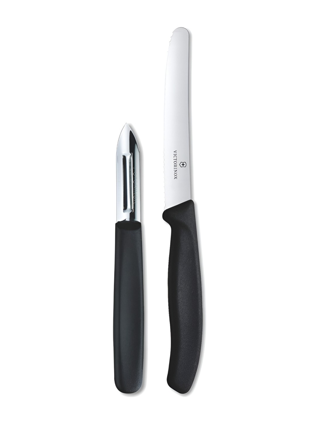 

Victorinox Swiss Made Black 2 Pieces Kitchen Knife Set and Peeler 11 cm