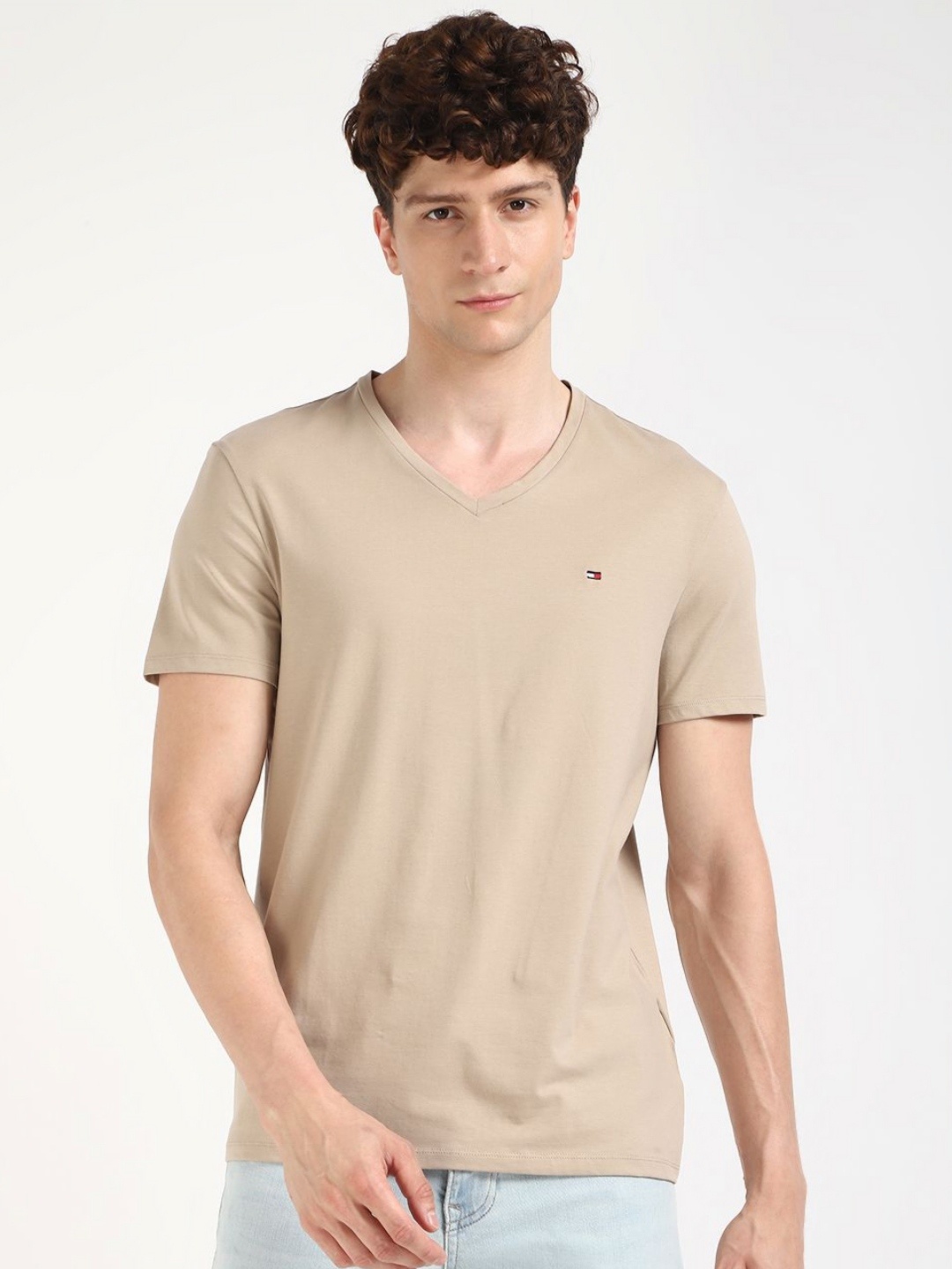 

Tommy Hilfiger Men V-Neck Pockets T-shirt, Beige