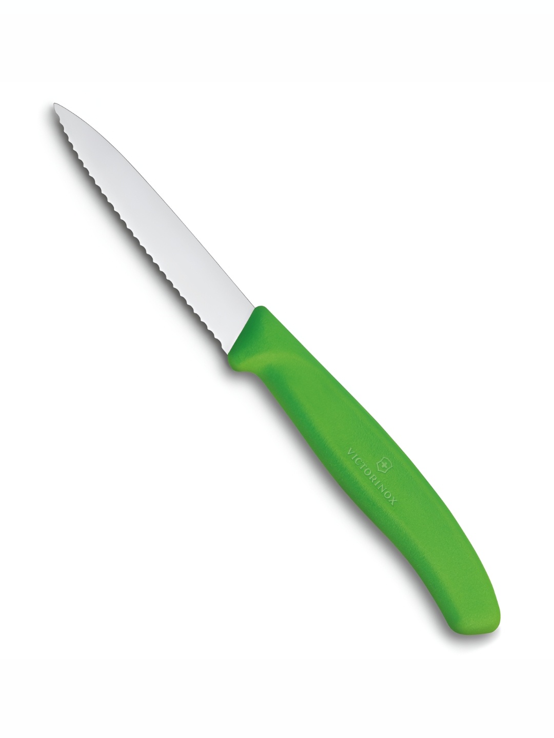 

Victorinox Swiss Made Green Stainless Steel Paring knife Wavy Edge, Pointed Tip 8 cm