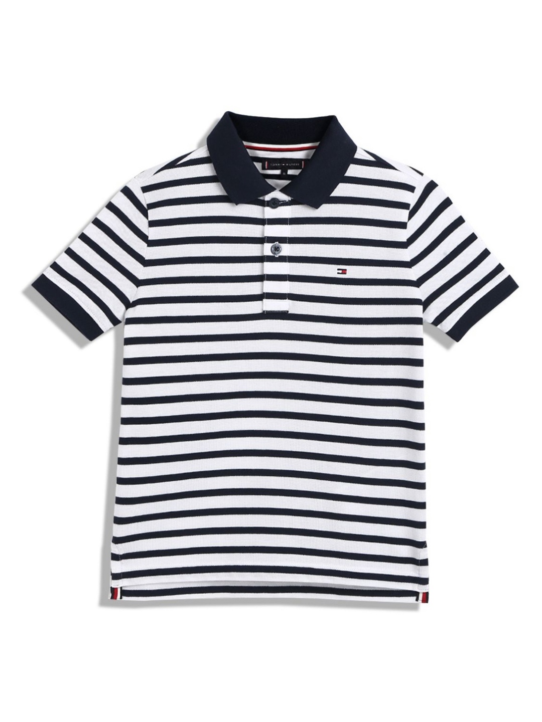 

Tommy Hilfiger Boys Striped Polo Collar Monochrome Pockets T-shirt, Blue