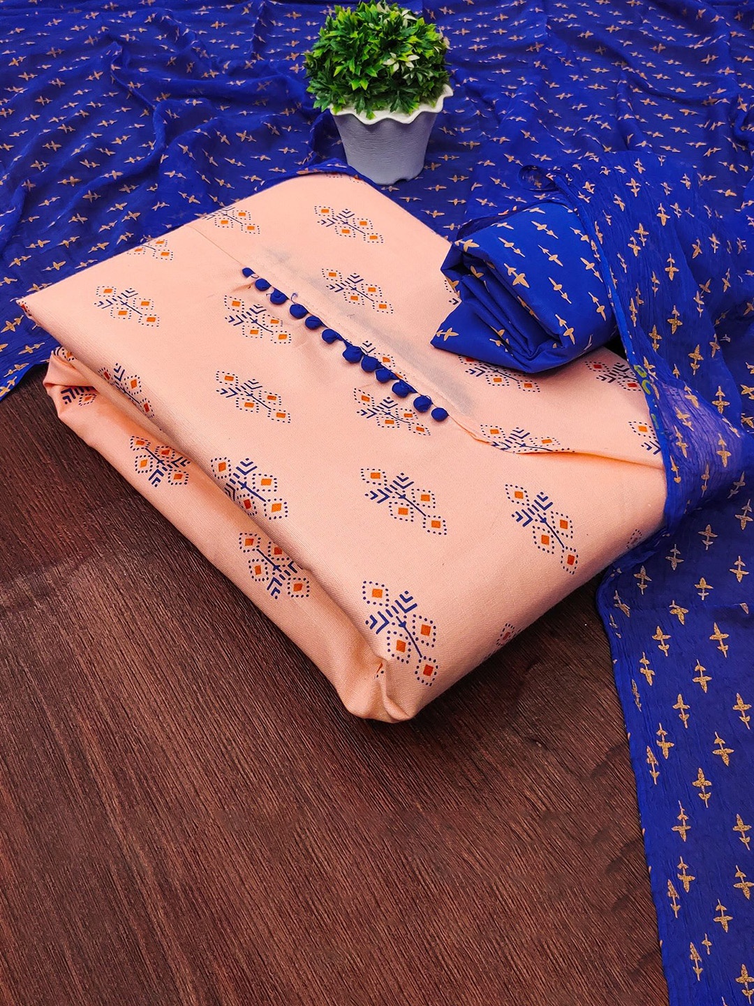 

A TO Z CART Printed Unstitched Dress Material, Orange