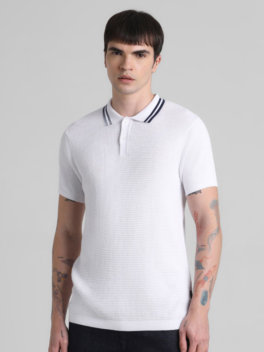 

Jack & Jones Men Polo Collar Pockets T-shirt, White