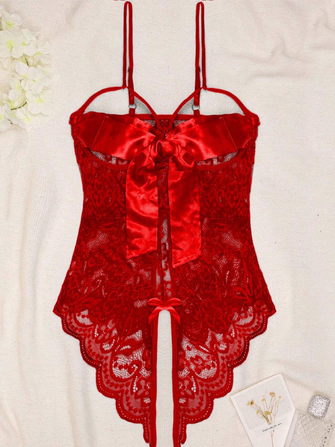 

VAGHBHATT Net Baby Doll with Asymmetric, Red