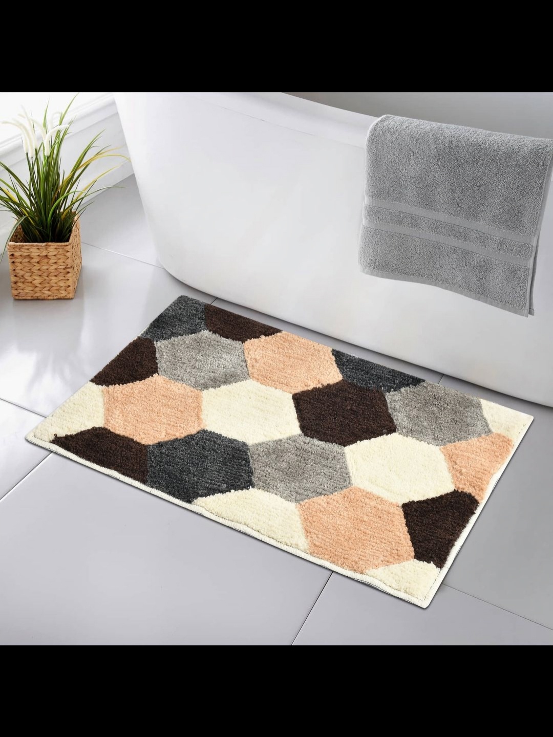 

MAA ME CONCEPT Beige & Grey Football Design Microfiber Bath Rug