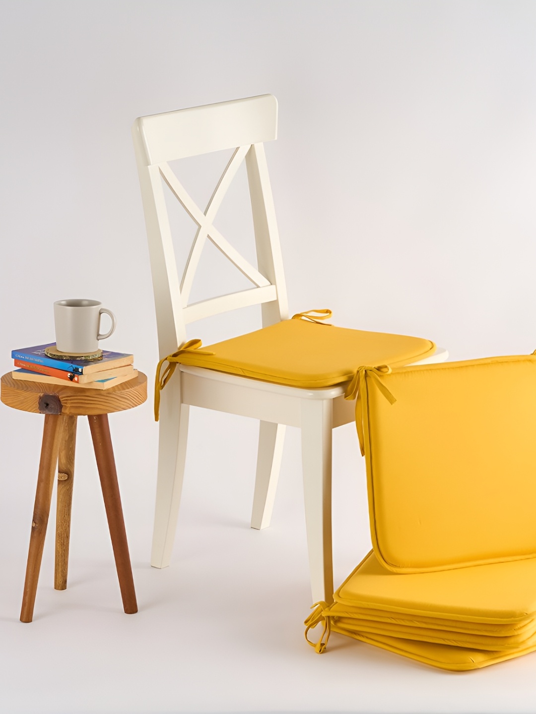 

SKANDA FAB Set Of 6 Mustard Yellow Pure Cotton Foam Chair Pad