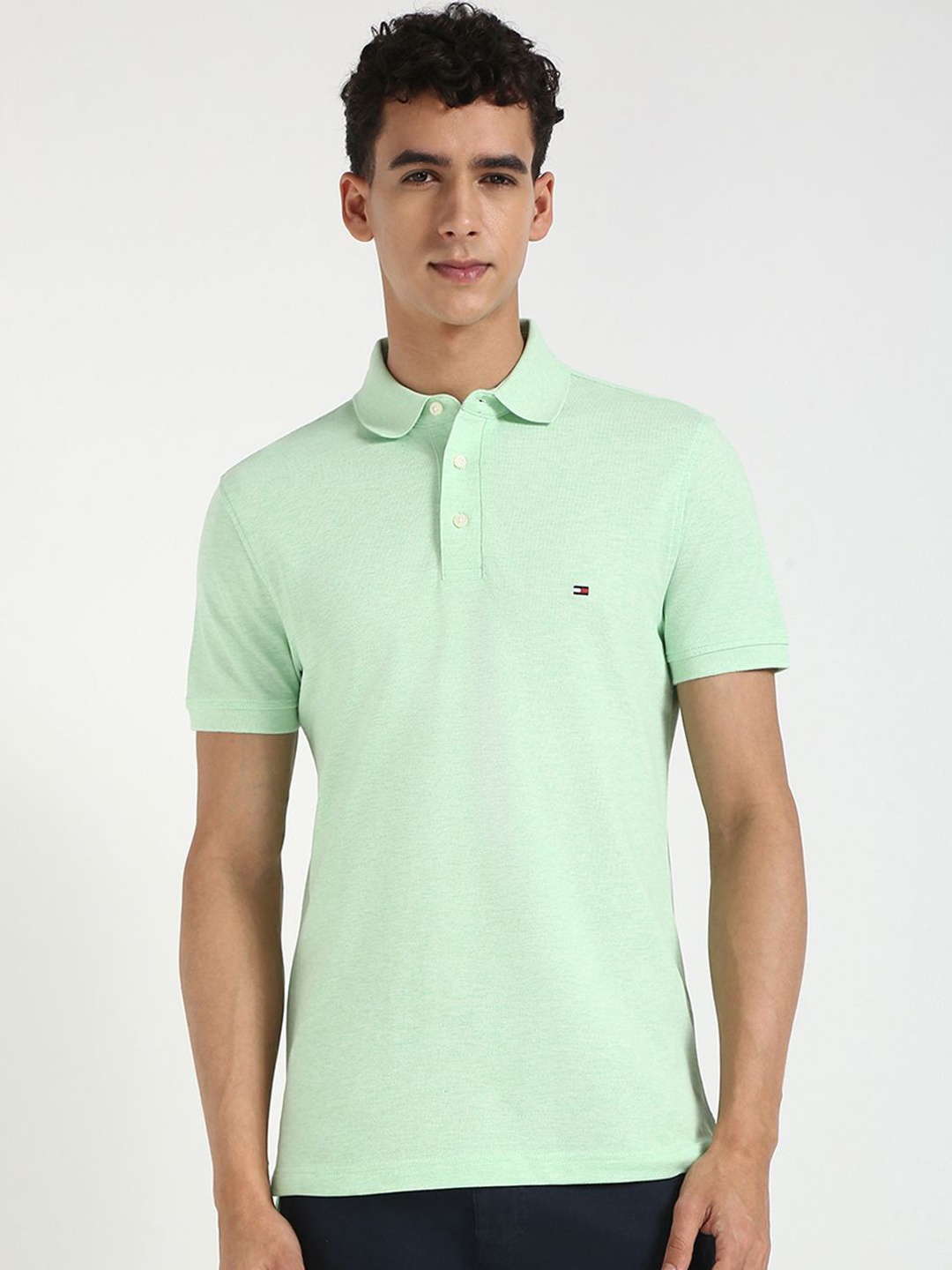 

Tommy Hilfiger Men Polo Collar Pockets Slim Fit T-shirt, Green