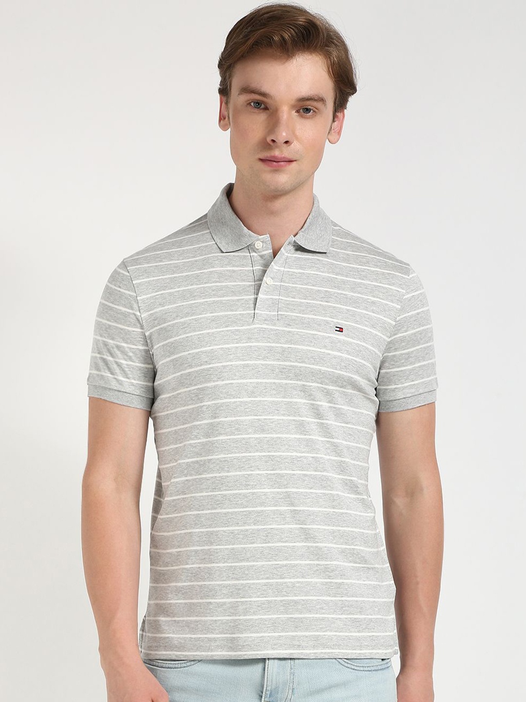 

Tommy Hilfiger Men Polo Collar Pockets T-shirt, Grey