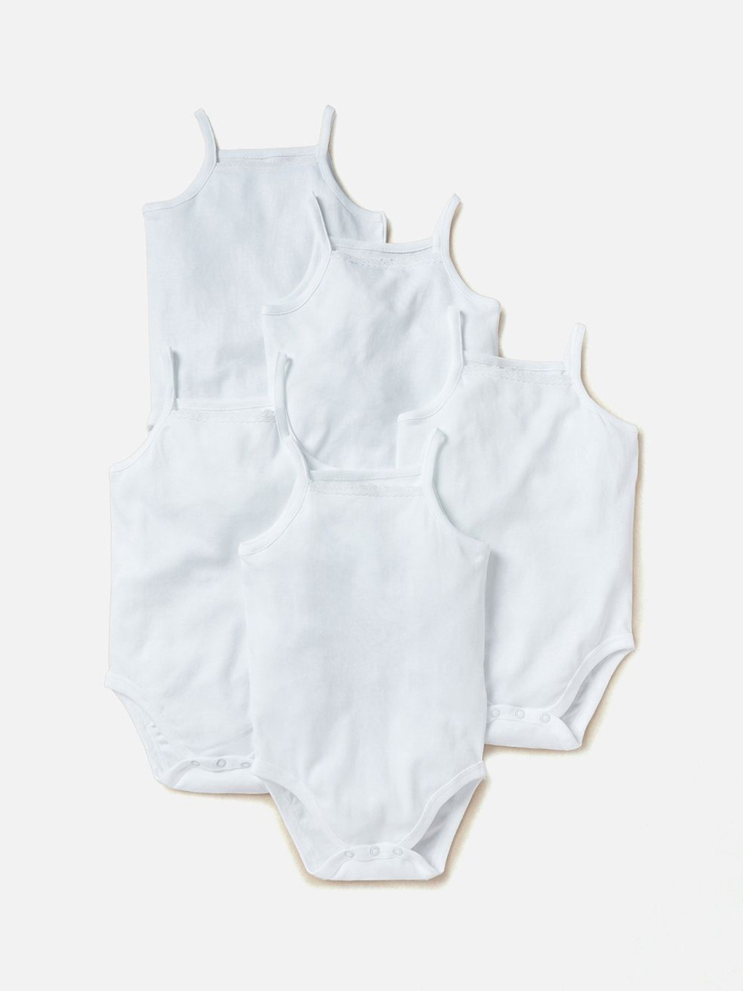 

Giggles by Babyshop Infant Boys Pack Of 5 Cotton Bodysuit, White