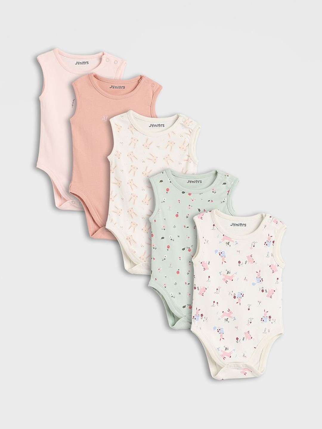 

Juniors by Babyshop Pack Of 5 Infant Girls Printed Cotton Bodysuit, Assorted