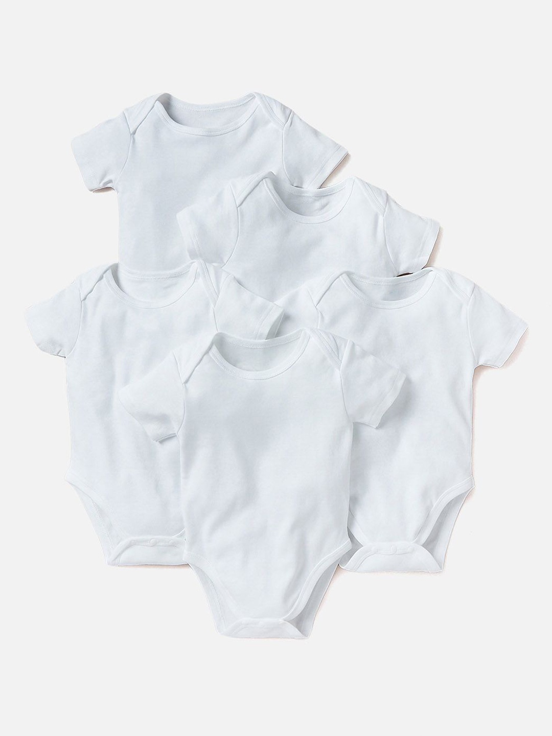 

Juniors by Babyshop Pack Of 5 Infant Girls Cotton Bodysuit, White