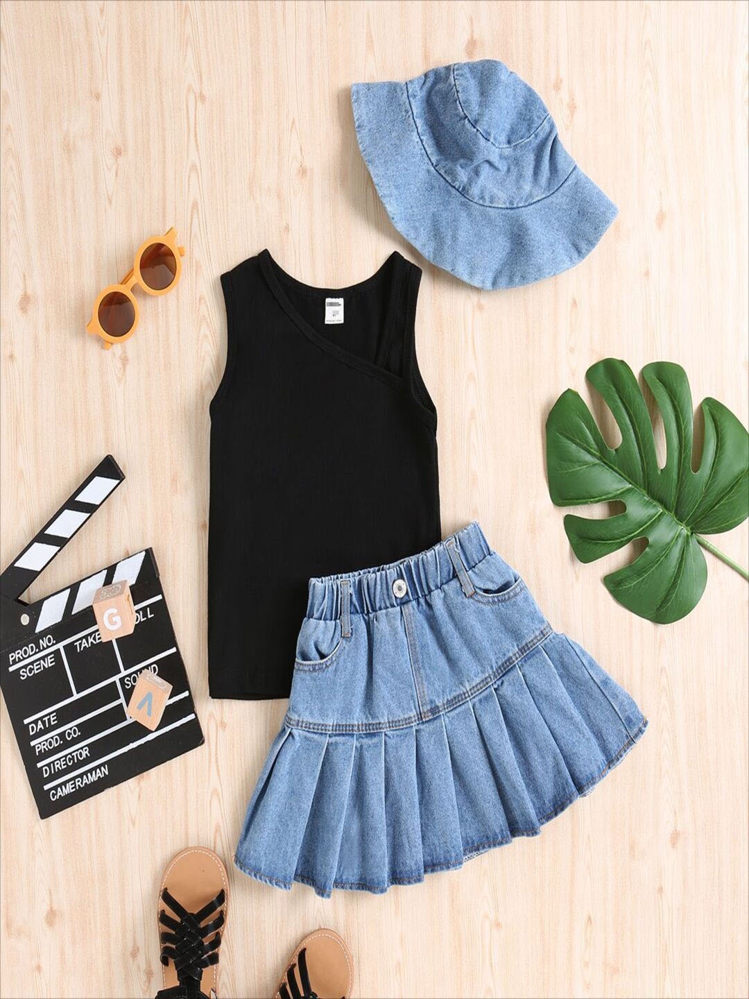 

YK Girls Sleeveless Top With Skirt Clothing Set, Black