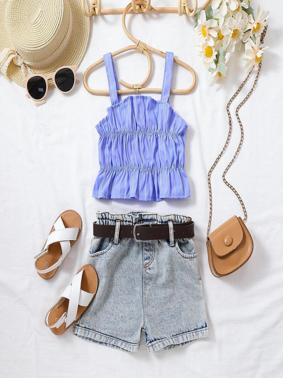 

YK Girls Top With Shorts, Blue