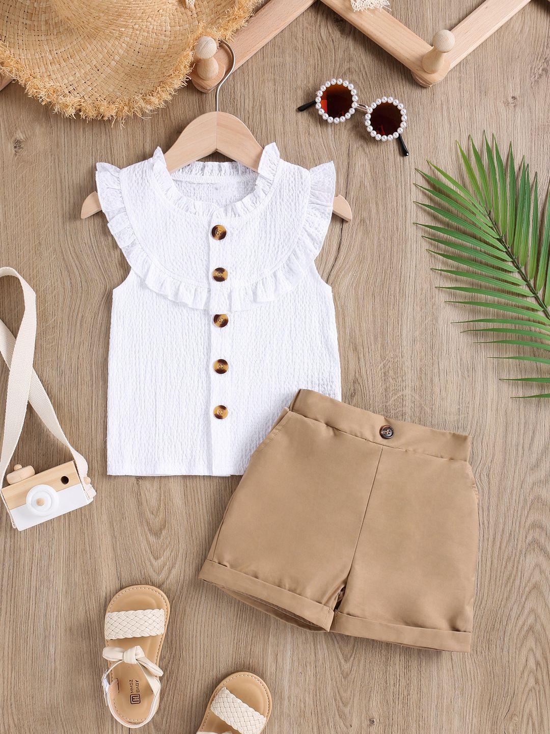 

YK Girls Top With Shorts, White