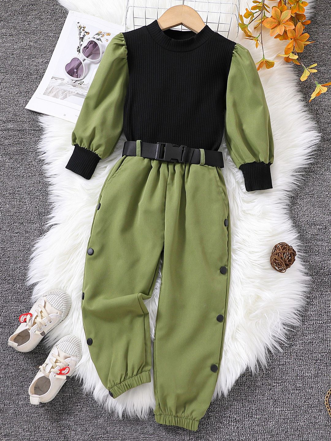 

YK Girls Long Sleeve Top & Joggers Clothing Set, Green