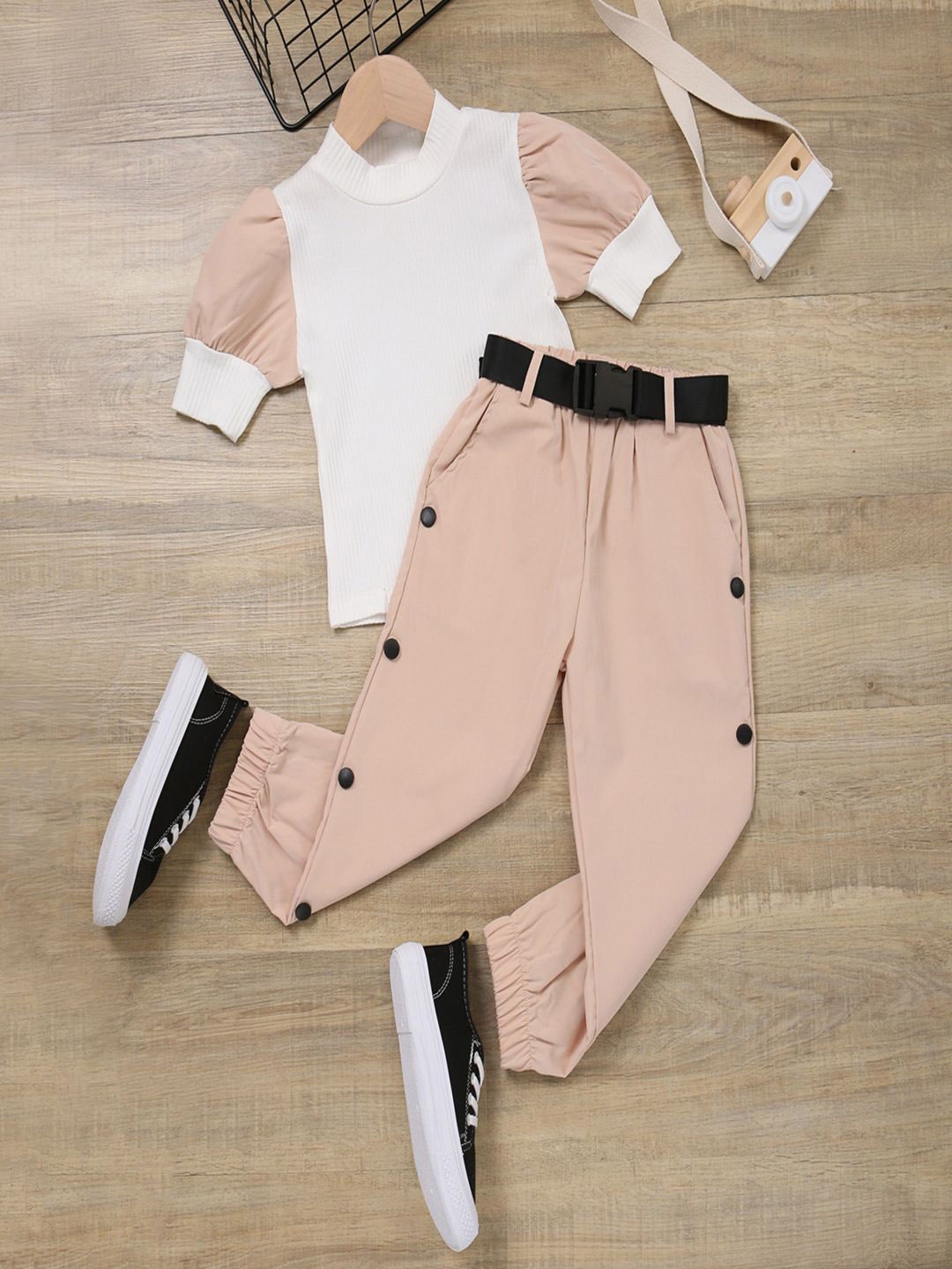 

YK Girls Short Sleeves Top With Joggers, White