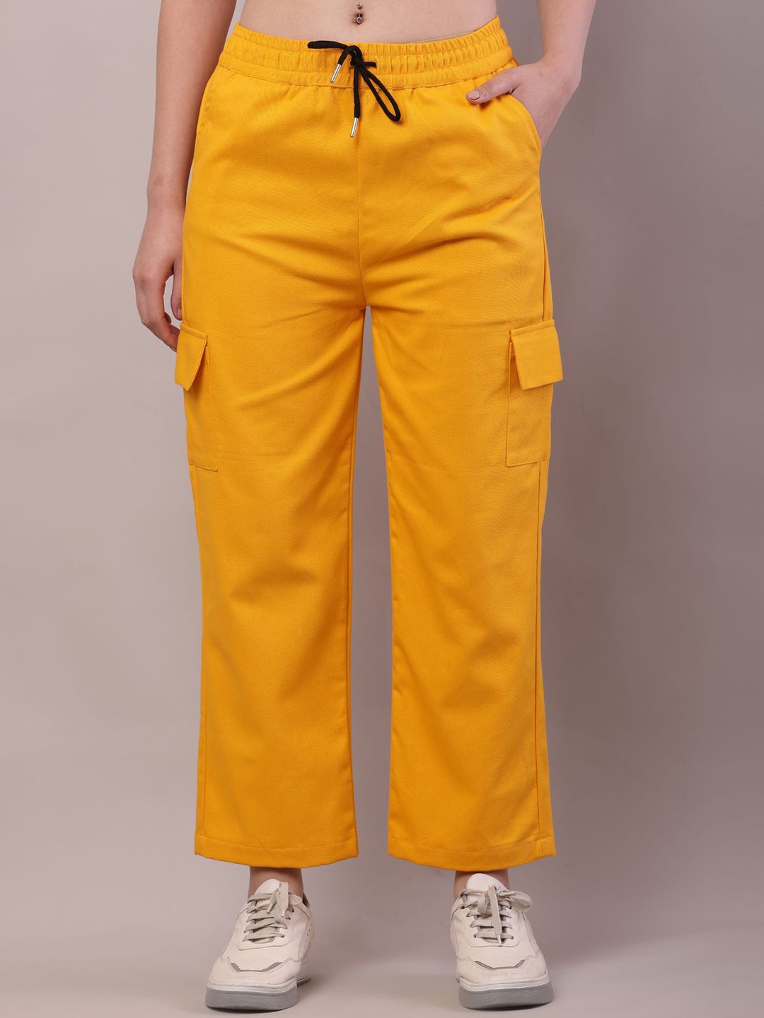 

Sellingsea Women Cotton Straight Fit Cargo Trousers, Yellow