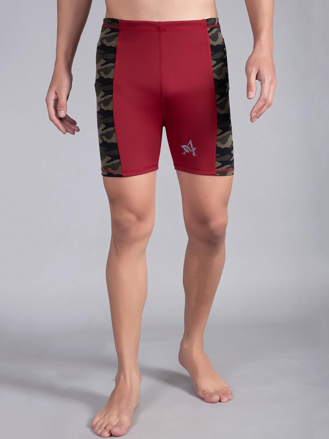 

HIRRUX Men Camouflage Printed Swim Shorts, Maroon