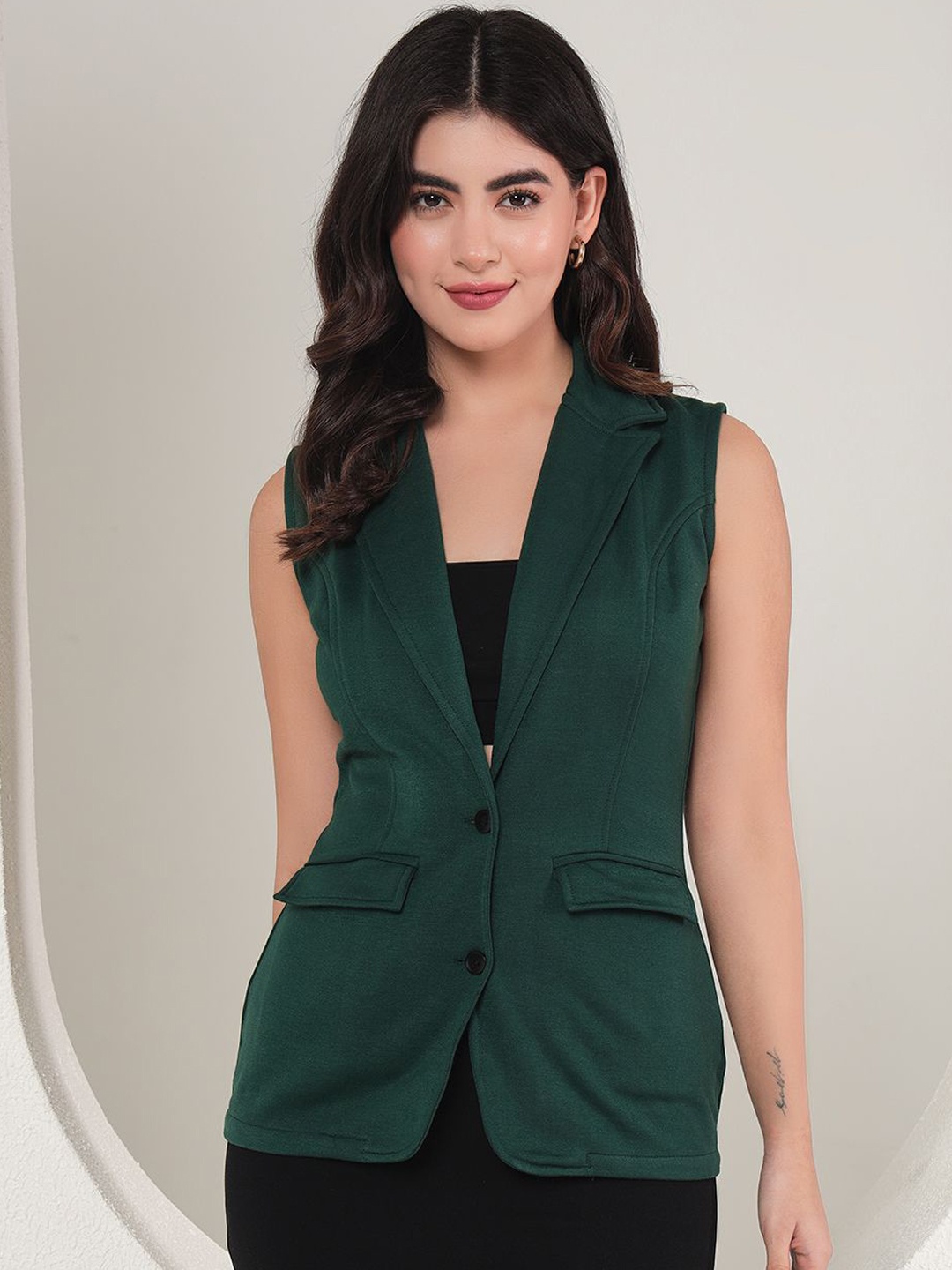 

BAESD Slim Fit Notched Lapel Overcoat, Green