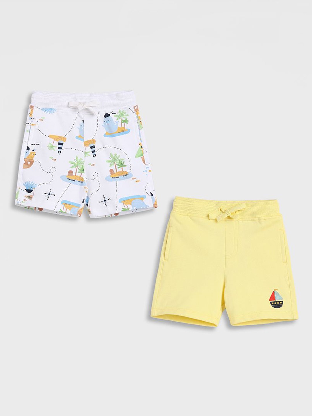 

Juniors by Babyshop Boys Pack of 2 Printed Mid-Rise Shorts, White