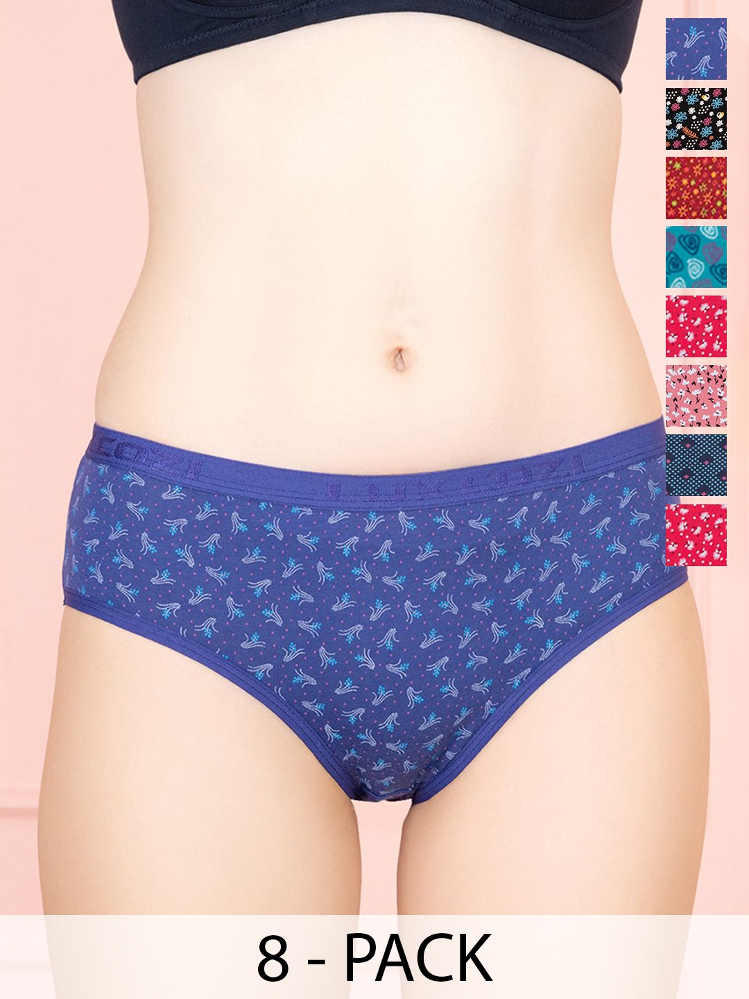 

Lux Cozi 8-Pcs Assorted Pure Cotton Hipster Briefs