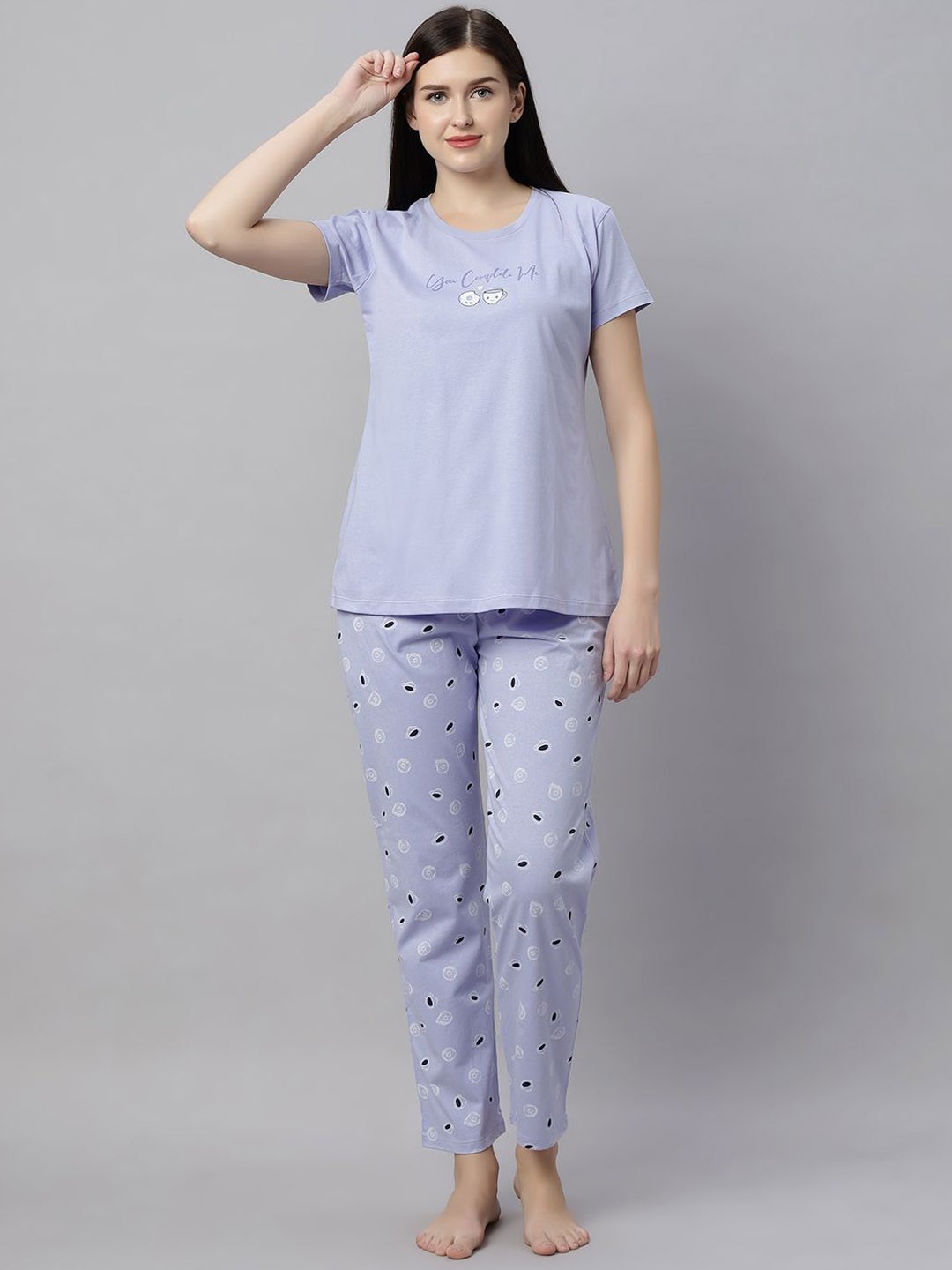 

QUIRA Women Printed Night suit, Purple